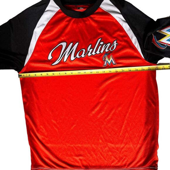Miami Marlins Jersey Shirt Mens Large Arm Patch Logo Orange Sportswear Teamwear - Picture 8 of 11